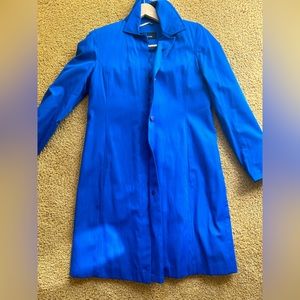 Jones New York Womens XS Coat Jacket Blue Long Zip Pockets